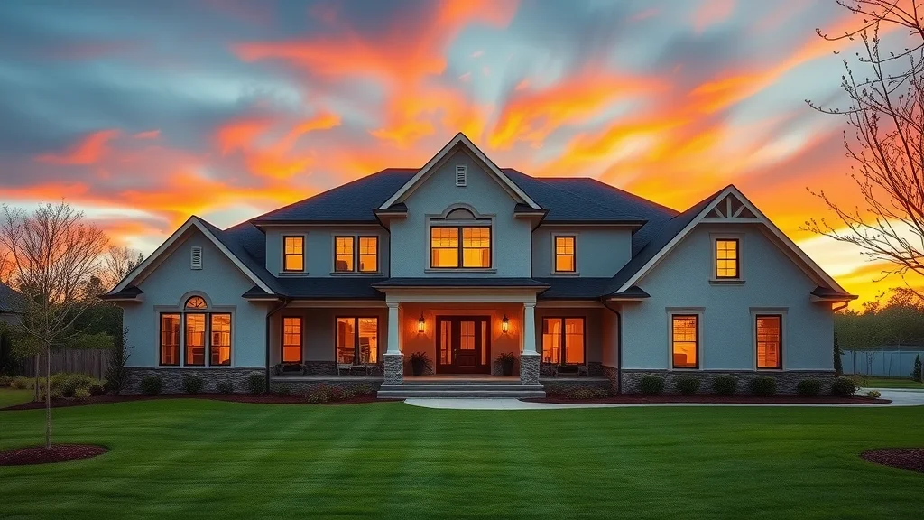 stunning custom home exterior by j. cheek new home builder service moore county nc at sunset