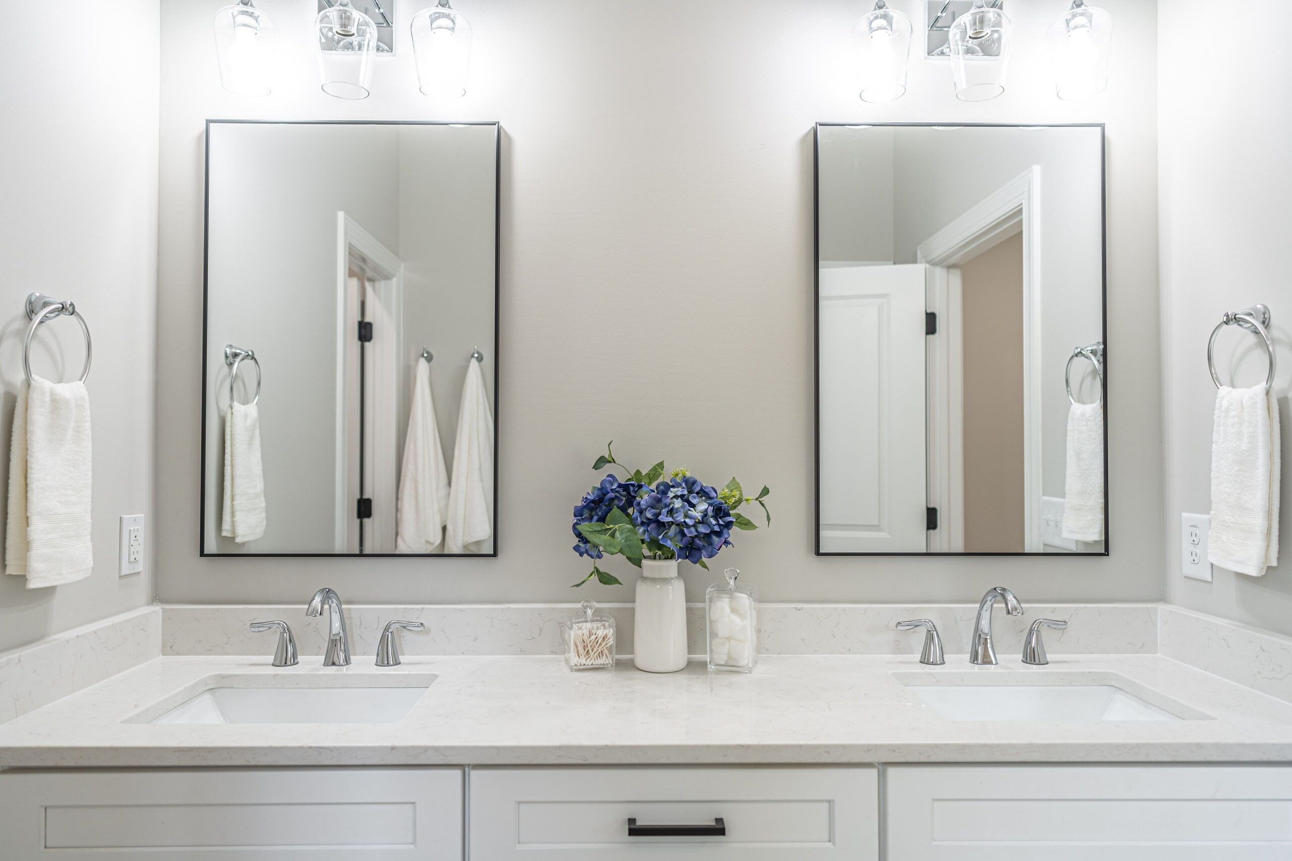 30. quartz countertops & seeded glass lights