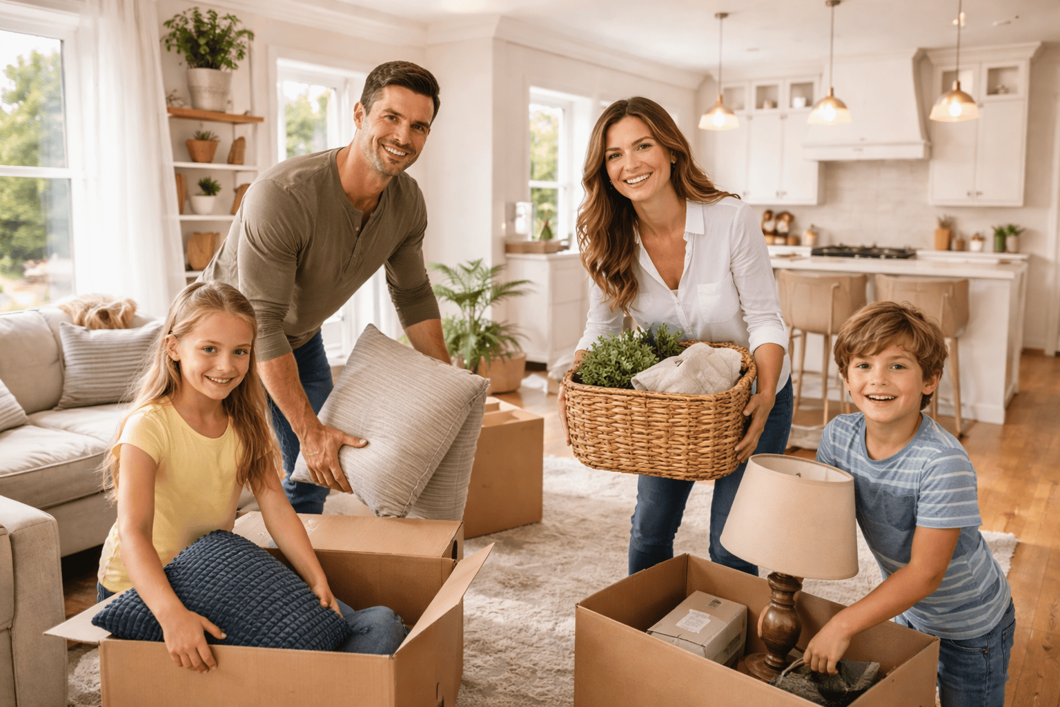 bright custom home interior by j. cheek builders llc in cameron, nc, happy family moving in, modern living space